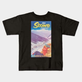 Vintage Stowe winter travel ski poster Kids T-Shirt